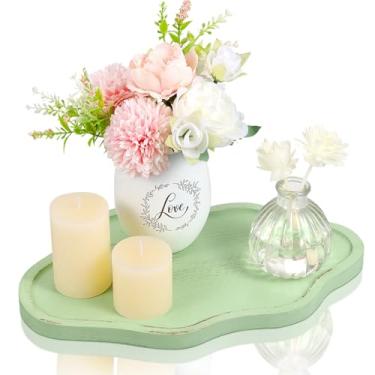 Imagem de BIEOFFEI Pequena bandeja decorativa de madeira para servir velas perfumadas, bandeja de joias de madeira de nuvem, bandejas de madeira para decoração de casa