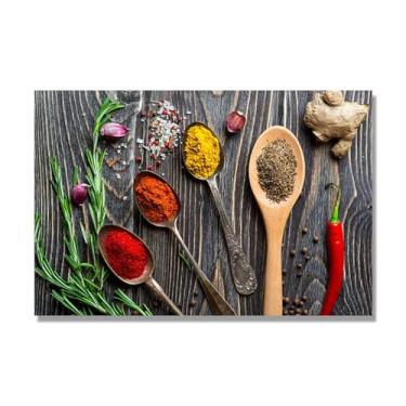 Imagem de NHLDZYH Tela decorativa cozinha, arte vintage especiarias coloridas, arte de parede quadros para sala de estar quarto cozinha. C05. 30 x 45 cm. Apenas tela