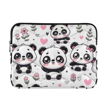 Imagem de GAIGEO Bolsa de laptop geométrica fina e leve com caveira, bolsa de transporte durável para tablet de viagem e trabalho, bolsa feminina fina para laptop de 13 a 14 polegadas, panda fofo (10), tamanho