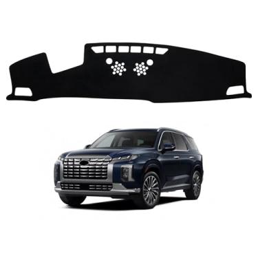 Imagem de FETUSI Capa de painel compatível com Hyundai Palisade 2020-2025 acessórios, capa de painel de flanela antiderrapante protetor solar almofada sem brilho preto (com HUD)