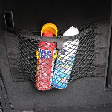 Imagem de Pacote com 1 organizador de porta-malas de carro, rede de armazenamento de malha elástica com tiras de gancho, rede de carga elástica resistente à água para SUV, caminhão, organização de armazenamento