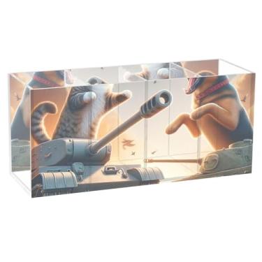 Imagem de TSENQUE Porta-canetas de mesa com estampa floral e animal, gato, cão, guerra, engraçado, escritório, lápis, pincel de maquiagem