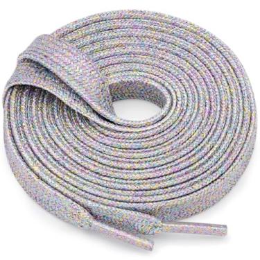 Imagem de WEGOODZF Cadarços planos com glitter: cadarços metálicos brilhantes para tênis - 2 pares, 33 luz tricolor, 35 inch (90CM)