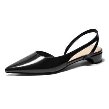 Imagem de Coutgo Sapato social feminino de salto baixo grosso, bico fino, fechado, D'Orsay, trabalho, escritório, Preto, 40