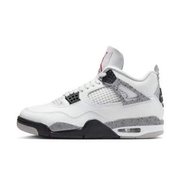 Imagem de Nike Tênis de corrida masculino Air Jordan 4 retrô, branco cimeira/vermelho-cimento-preto, tamanho 44