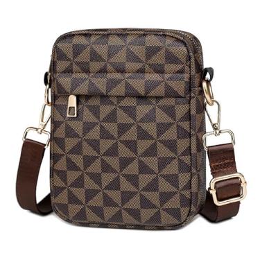 Imagem de Bolsa de ombro padrão moinho de vento mulheres homens bolsas transversais carteira resistente à água telefone chaveiro organizador alça ajustável, Marrom, Casual