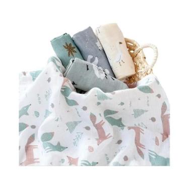 Imagem de Babadores De Algodão Muslin De Bambu Macio 5PCS 60x60cm Confortáveis P