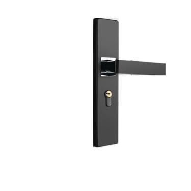 Imagem de VTGVVVTR Fechadura de porta interna preta para quarto fechadura de porta de madeira engenharia maçaneta silenciosa maçaneta de fechadura mecânica (um cromo preto T686 T1)