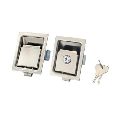 Imagem de Fechadura de porta de aço inoxidável MS866-4 Caixa de distribuição de armário industrial Rv fechadura plana 1 peça (com trava)