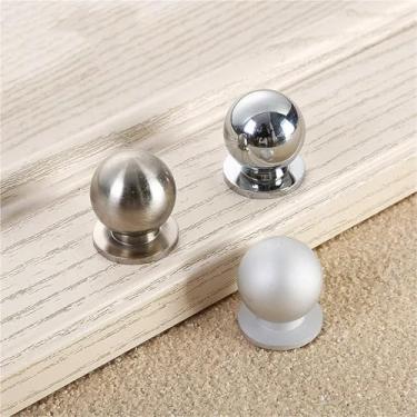 Imagem de HTNAFONI Puxador de gaveta de furo único de liga de alumínio redondo moderno alça simples 1 peça (cromo brilhante)