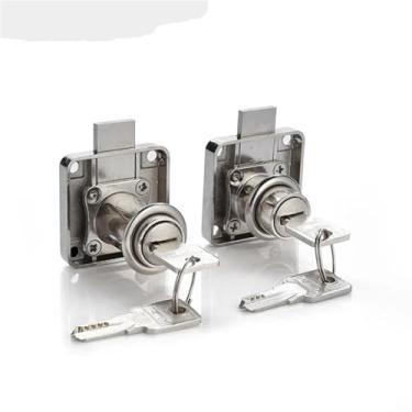 Imagem de Fechadura de gaveta para armário de armário com 2 chaves mesma chave ferragem para porta de móveis, 1 peça (zinco 338-22)