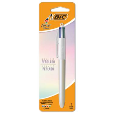 Imagem de Caneta BIC Escrita Média Retrátil 4 Cores Efeito Perolado Corpo Perolado Branco 1 Unidade