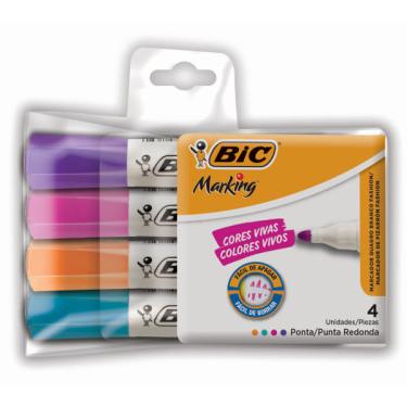 Imagem de Pincel Marcador de Quadro BIC Branco Fashion Marking 4 Unidades