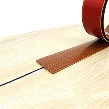 Imagem de Tiras de cobertura de piso de 1 m, tiras de transição de piso, barras de limite, tiras de união de perfil de transição de PVC autoadesivas, tira divisória de porta, divisor de piso (teca tailandesa