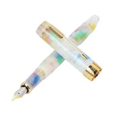 Imagem de DFAMIN Caneta-tinteiro de resina, ponta F com conversor, canetas de tinta para escrita, artigos de papelaria, material escolar de escritório (03, EF)