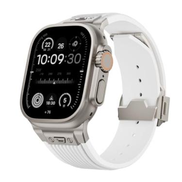Imagem de TIOYW Para apple watch band ultra 2 49mm 46mm 45mm 44mm pulseira de borracha série 10 9 8 7 6 5 4 3 2 1 se com conector de metal(C,49mm)