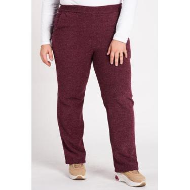 Imagem de Calça Feminina Plus Size Bouclê Cós Bolsos Frente - Serena, Bordô, G2