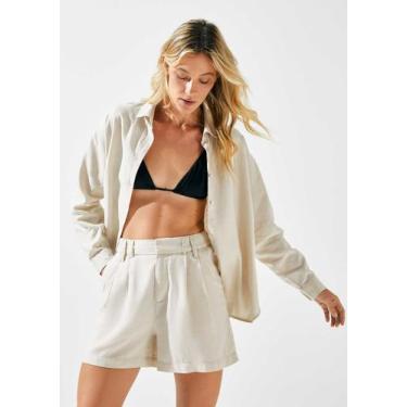 Imagem de Camisa Básica Feminina Ampla De Linho - Hering, M, Bege