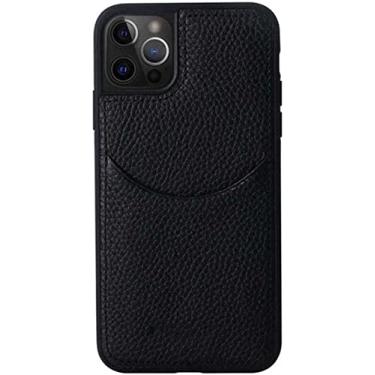 Imagem de BKUANE Capa de telefone traseira, para Apple iPhone 14 Plus (2022) 6,7 polegadas couro à prova de choque padrão de lichia capa porta-cartão [proteção de tela e câmera] (Cor: Preto)