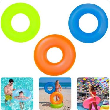 Imagem de Boia Infantil Cintura Criança Adulto Praia Piscina Cores Neon 76cm - S