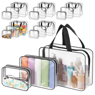 Imagem de Pacote com 12/18 sacos grandes de armazenamento de brinquedos, bolsas organizadoras de brinquedos de PVC transparente com zíper, bolsa organizadora à prova d'água, bolsa de viagem reutilizável para