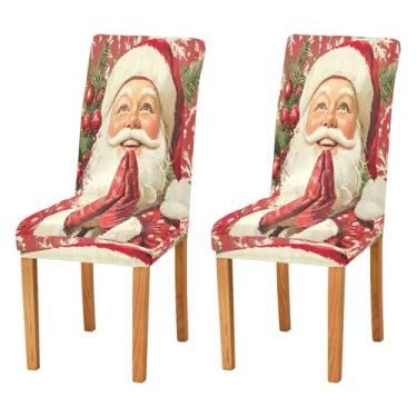 Imagem de SEHANY Conjunto de 4 capas de cadeira de gnomo de Papai Noel para sala de jantar, elástico, removível e lavável, para cozinha, hotel, festa, decoração de Natal