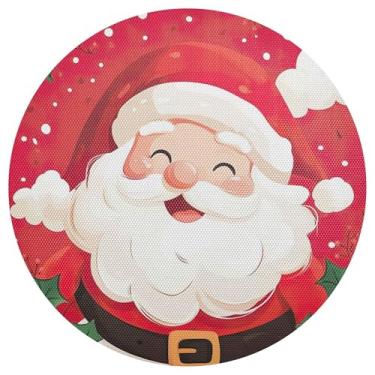 Imagem de xigua Jogo americano redondo de Natal Papai Noel, conjunto de 4, tapete de mesa redondo antiderrapante resistente ao calor, tapetes de mesa de 48 cm para decoração de cozinha, jantar e festa