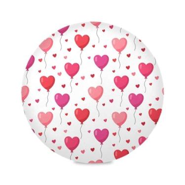 Imagem de Wassud Jogo americano balões de coração tapetes de mesa redondos para cozinha e jantar tapetes laváveis resistentes ao calor decoração de mesa 39 cm