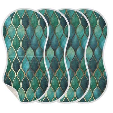 Imagem de Wassud Estampa geométrica abstrata (2) panos de musselina para arrotos de bebê, 1 pacote com babadores de algodão, toalha de rosto absorventes e macios para arrotos para meninos e meninas