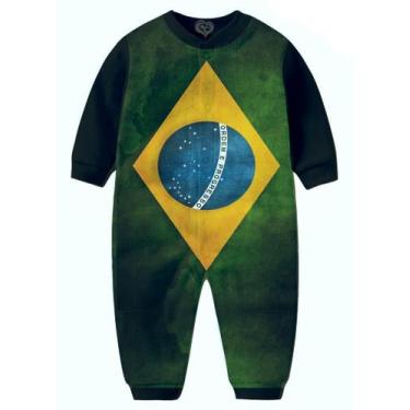Imagem de Macacão Pijama Bandeira Brasil infantil tip top Vertical, 3-4 anos