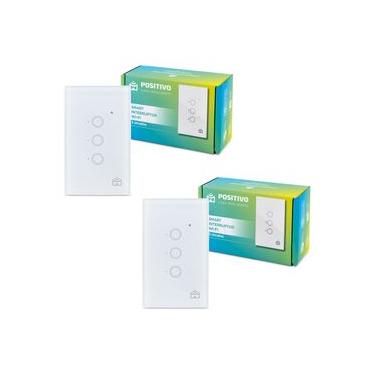 Imagem de Kit 2 Smart Interruptor Wi-Fi Positivo Casa Inteligente - 3 Circuitos Touch - 2000W - 10A - Google Assistente e Alexa