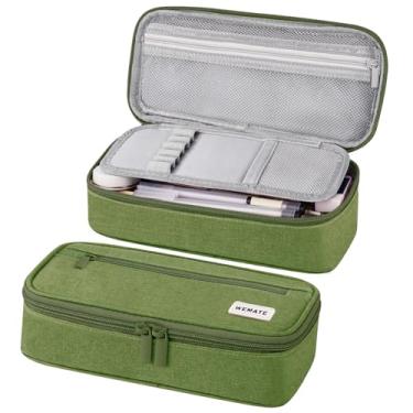 Imagem de WEMATE Estojo de lápis grande, bolsa de lápis de grande capacidade, bolsa de papelaria, bolsa de armazenamento de alta capacidade, caixa organizadora, estojo de caneta marcador para mulheres e homens