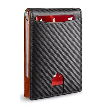 Imagem de Nirvana Neurovitality Carteira masculina ultrafina com proteção RFID, qualidade premium, Fibra de carbono, Carteira masculina fina