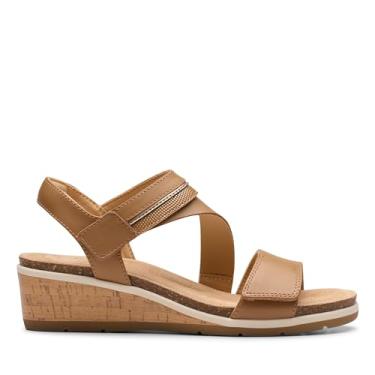 Imagem de Clarks Sandália feminina Kacha Wave Wedge, Couro bronzeado, 41