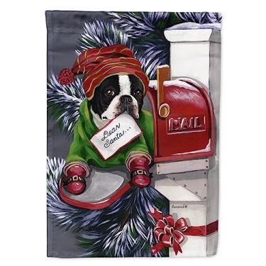 Imagem de Caroline's Treasures PPP3035CHF Boston Terrier Bandeira de Natal Letra para Papai Noel Lona Tamanho Casa, Grande, Multicolorido