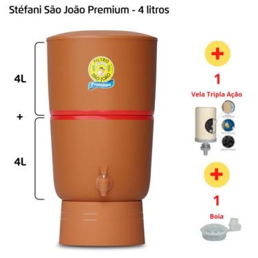 Imagem de Filtro de Barro para Água São João Premium 4 L + 1 Vela Tripla Ação + 