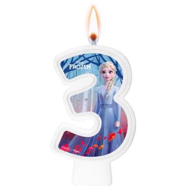 Imagem de Vela Frozen Número 3 Decoração Festa topo aniversário - Regina festa