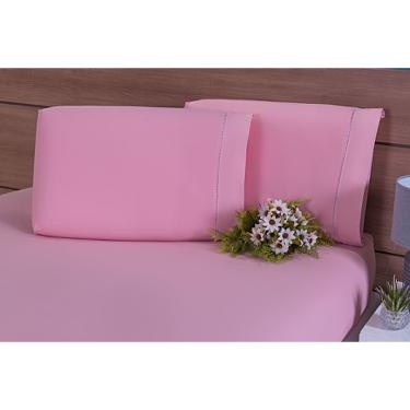 Imagem de 2 Fronhas King 50x90 100% Algodão 180 Fios Ponto Palito Rose