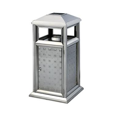 Imagem de URGDWEKJY Caixote de lixo para área externa lixeira cilíndrica longa de alumínio fundido com cinzeiro adequado para área de escritório, hotel, shopping centers, decoração externa (C)