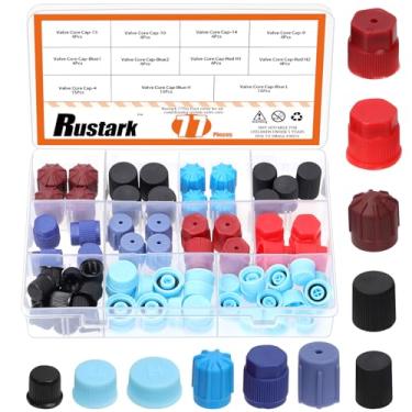 Imagem de Rustark Kit de tampas de substituição de válvula de ar condicionado, 31 peças, 11 estilos, sistema A/C, núcleo de válvula, tampas de poeira, sistema CA, tampa de porta de carregamento, tampa CA para