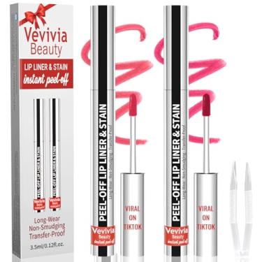 Imagem de Vevivia Beauty 2 Peças De Batom Descascável - Delineador Longa Duração À Prova D'Água, Em 1 Com Pinça, Nude Fosco, Copo Antiaderente, Altamente Pigmentado, Acabamento Natural, Dura O Dia Todo, Perfe