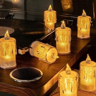 Imagem de Kit 10 Luminária Vela De Led de Acrílico Luz Eletrônica 5cm/8cm Decora
