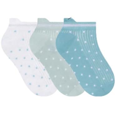 Imagem de SELENE Kit 3 Meia Sapatilha Lurex C/Textura e Protetor de Tênis Confortável Feminino Adulto, 1 Azul Sereno - 1 Branco - 1 Verde Chá, 34-39