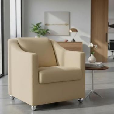 Imagem de Poltrona Decorativa Mila Confortável Para Sala Recepção Consultório Escritório Manicure Cadeira Reforçada Para Sala De Espera Pés Cromado - Clique E Decore (Nude)