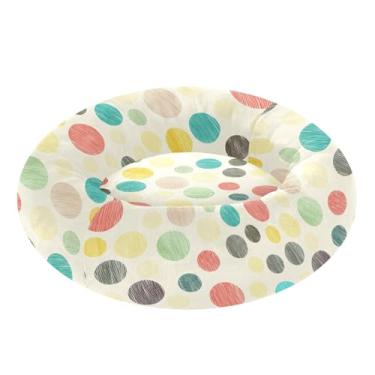 Imagem de STAYTOP Cama acolchoada colorida de bolinhas redondas para gatos e cães, camas macias para animais de estimação, camas laváveis e calmantes para cães com fundo antiderrapante - PP