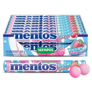 Imagem de Bala Mentos Sabor Yogurte Morango Display 16x37,5g