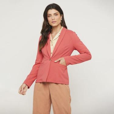 Imagem de Blazer Alfaiataria Malha Power Rosa Coral Feminino Miss Joy 7244, EGG,
