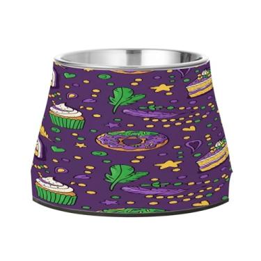 Imagem de CEBUGI Tigelas de aço inoxidável para cães e gatos, resistentes à ferrugem, removíveis, para animais de estimação elevadas, antiderrapantes para alimentação de cães e gatos, elementos de carnaval