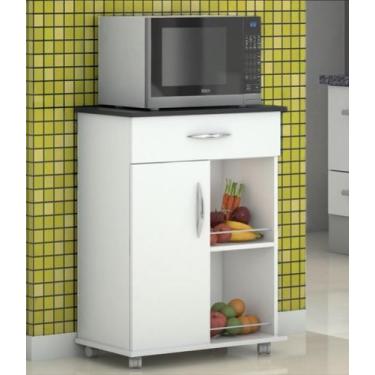 Imagem de Fruteira Cozinha Armário Branco c/ Apoio Preto Utensilios - ClickForte