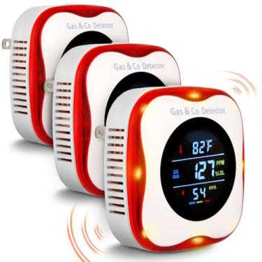 Imagem de Detector de gás combustível e CO 4 em 1 – Alarme de vazamento de gás natural/propano com sensor de temperatura e umidade, compacto para casa, trailer, cozinha